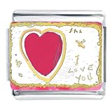 enlarged image: I Love You Heart Italian Charms Bracelet Link