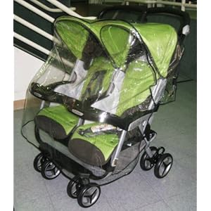Sashas Rain and Wind Cover for Peg Perego Aria Twin, and Aria Twin 60/40 Twin Side by Side Stroller