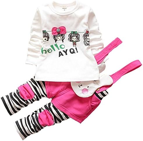 EFZQ Baby and Little Girls T-Shirt and Rompers Pants Overalls 2-Piece Set Rose(Shorts) S/73(Advice 6-12 months)