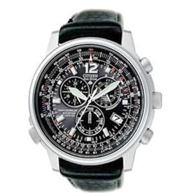 Citizen - AS4020-28E - Montre Homme - Quartz chronographe - Bracelet en Cuir noir