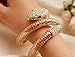 eKingstore Lady's Vintage Retro Punk Crystal Chunky Curved Stretch Snake Bracelet Nightclub Gold