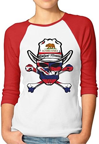 California Skull Flag Lady Half Sleeve Unique Teeshirt