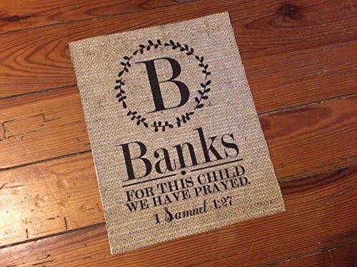 Burlap "For this Child, We Have Prayed" Nursery Decor - 1 Samuel 1:27 - Home Decor - Baby Shower Laurel Wreath - Personalized Nursery Art Print Sign