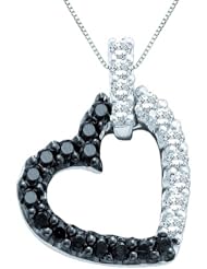 10K Yellow/White Gold 1/4 ct. Black and White Diamond Heart Pendant with Chain