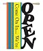 We're Open Sculpted Artistic Blend Regular Size Flag