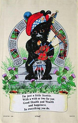 Ulster Linen Scottish Westie Horse Shoe Cotton Tea Towel