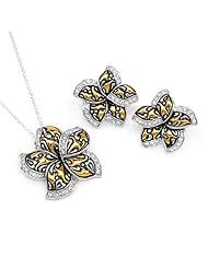 Sterling Silver 1.16 CTW Cubic Zirconias Ladies Jewelry Set. Length 23 in. Total Item weight 9.5 g.