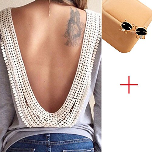 Sandistore Womens Backless Shirt Blouse Tops Shirt (M)