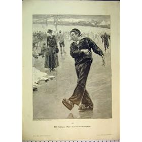 Sport de Tabagisme de Patinage de Glace de Marin de la Magazine C1870 Allemande