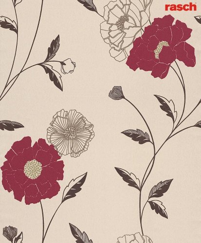 Rasch Tapete 573008 Relieftapete florales Muster beige-braun klassisch
