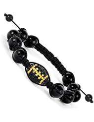 Swarovski Elements Iowa City Spirit Football & Onyx Macrame Bracelet