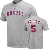 Albert Pujols Los Angeles Angels of Anaheim Steel Heather #5 Name & Number T-Shirt