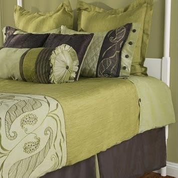 9pc Amazon Queen Size Bedding Duvet Set in Olive Green and Brown