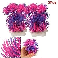 Como 2 Pcs Blue Hot Pink Plastic Grass Decoration for Fish Tank Aquarium