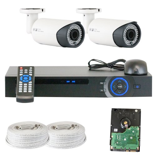 Best Sale High End Professional 4 Channel HDCVI DVR Security Camera System with 2 x 1/2.9 HDCVI Color IR CCTV Security Camera, 1.0Mega pixel Color CMOS, 2.8-12mm Manual Focus Lens, 200 feet IR distance. 1080p real time preview, 720P realtime recording. iPhone, Android Viewing. Network live, backup, playback, USB2.0 Backup, PTZ Control