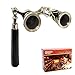 HQRP 3 x 25 Theatre Opera Glasses/Binocular Black w/Crystal Clear Optic, LED Light, Silver Trim w/Built-in Extendable Handle