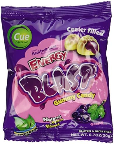 Cue Green Tea Energy Gummy Grape Flavor - 0.7 oz (18 units) Contains Caffeine 25 mg/pack