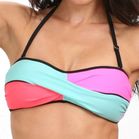 Heat Swimwear Junior's 3035 Molded Crossover Bandeau Top,COLOR BLOCK,XL