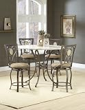 Hillsdale Brookside Counter Height 5-Piece Dining with Brookside Oval Stools, Brown Powder Coat Finish, Set Includes 1-Table and 4 Stools