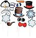Photo Stick Props | Paper - Multicolor | Snowman & Penguin Design | Pack of 12