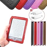 DURAGADGET Housse Etui Rouge en Cuir V�ritable pour Kindle 4 : liseuse sans fil, Wi-Fi int�gr�, �cran 6 pouces (15cm), affichage encre �lectronique E-Ink (derni�re / nouvelle g�n�ration, septembre 2011) - format livre + Chargeur Secteur Bonuspar Duragadget