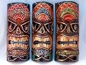 Set of 3 12" Antique Tiki Masks New