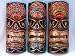 Set of 3 12" Antique Tiki Masks New