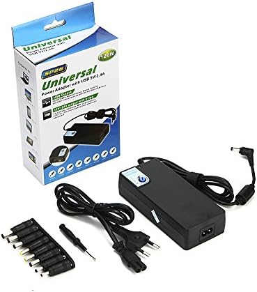 Shopsimple 120w Universal Ac/dc 12-24v Selectable Power Adapter with Supply Charger + Us Power Cord, for Most Laptop/notebook Smartphone Tablet and More, 8 Tip + 1 USB Port Kit, Black