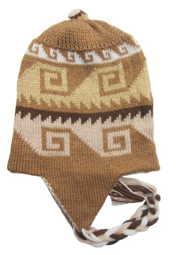 Handmade Reversible Alpaca Natural Fiber Hat with Earflaps - Andean Soft Caramel I (Men/women)