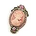 Pink Cameo Brooch Pin Charm Women Fashion Jewelry Necklace Pendant Compatible