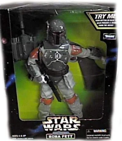 51G5S1H79NL Star Wars 1998 Action Collection Electronic 12 Inch Tall Fully Poseable Action Figure   Boba Fett in Authentically Styled Outfit and Says 3 Phrases in Boba Fetts Voice Plus Firing Rocket Launcher Jetpack