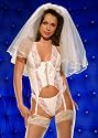 Bustier Lace Up Set Leather and Lace Thong Panty Bridal Wedding Band Size: 34