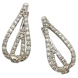 14K White Gold Open Tear Drop Diamond Fashion Earrings