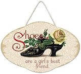 SHOES ARE A GIRL'S BEST FRIEND ~ Vintage Antique Shoe Plaque, Picture with hanger