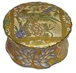 Hand painted round chinese porcelain trinket box with lid - pheasant design