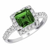 18K Gold Square Emerald and Diamond Ring