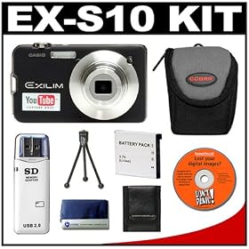 Casio Exilim EX-S10 (Black) Digital Camera with NP-60 Battery + Case + Cameta Bonus... by Casio