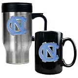 NCAA North Carolina Tar Heels Stainless Steel Travel Mug & Ceramic Mug Set