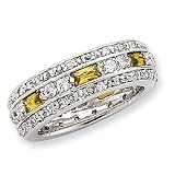 Sterling Silver Light Green & Clear CZ Band