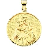 18K Yellow Gold St. Anthony of Padua Medal - 24.50mm