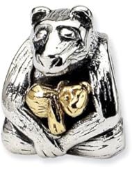 Reflections (tm) Sterling Silver and 14k Mama and Baby Bear Bead / Charm
