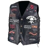 Diamond Plate&acirc;�&cent; Leather Biker Vest 23 Patches