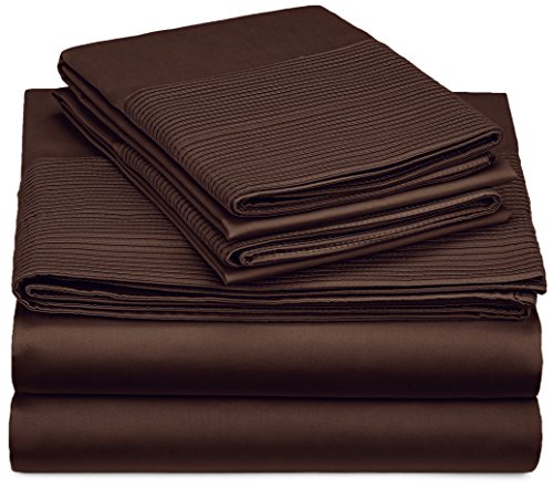 Pinzon 400-Thread-Count Pleated Hem Egyptian Cotton Sheet Set - California King, Truffle