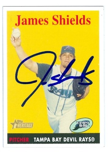 James Shields Autographed/Hand Signed Baseball Card (Tampa Bay Rays Rookie Card) 2007 Topps Heritage