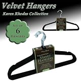 Karen Rhodes Velvet Kids Hangers, Black, Set of 6
