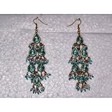 Handmade Meenakari Earring Bollywood Trendy Turquoise Silver Finish Dangling Earrings