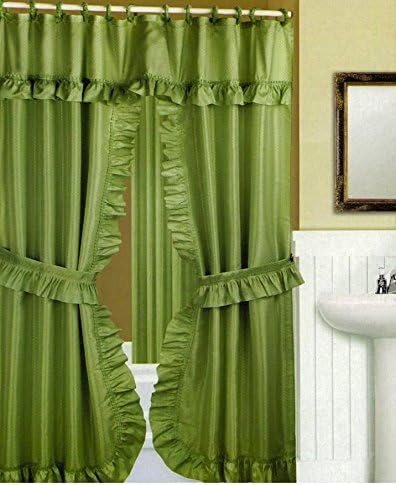 Double Swag Shower Curtain with Liner Set Peridot Green - 70x72