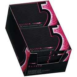 Wrigley's- 5 Elixir Gum, 10/15 Piece Packs A Mouthwatering Berry Sugarfree Gum