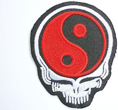 Ying Yang Skull Taoism Iron On Sew On Embroidered Patch Approx: 2.9"7.4cm x Approx: 2.2"/6cm By MNC Shop