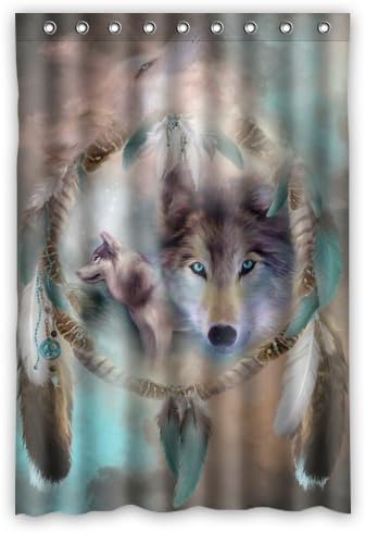 Funny and novelty Wolf Dreamcatcher 48" x 72" Polyester Fabric Waterproof Shower Curtain -